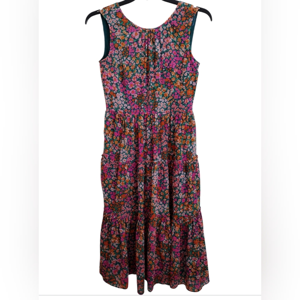 J. Crew Tiered Multicolor Midi Dress In Micro Meadow Print Size XS